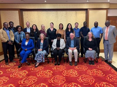 Vice Chancellor Address Malata (seated center, front) and Atikonda Akuzike Mtenje-Mkochi, director of the Bingu School of Culture and Heritage at MUST (seated far left, front) with TEAM Malawi and others from MUST.