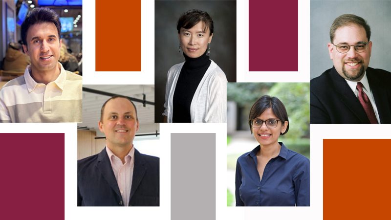 A photo collage of five Virginia Tech scholars.