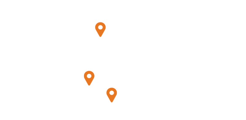 A map of India with locator pins
